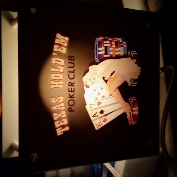 Vegas Lights Graphic Shadow Box Texas Hold'em 2005 CNB Girl On Chips 8"x8,works - Picture 3 of 3